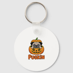 Porte-clés Halloween Pugkin, chien Citrouille Carlin