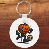 Porte-clés Halloween Scary Pumpkin Showing Soccer Skills Spoo (Recto)