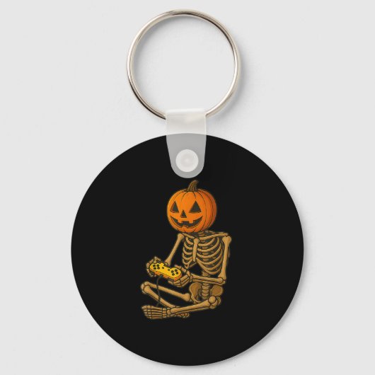 Porte-clés Halloween Skeleton Pumpkin Gamer Video Gaming Men (Recto)