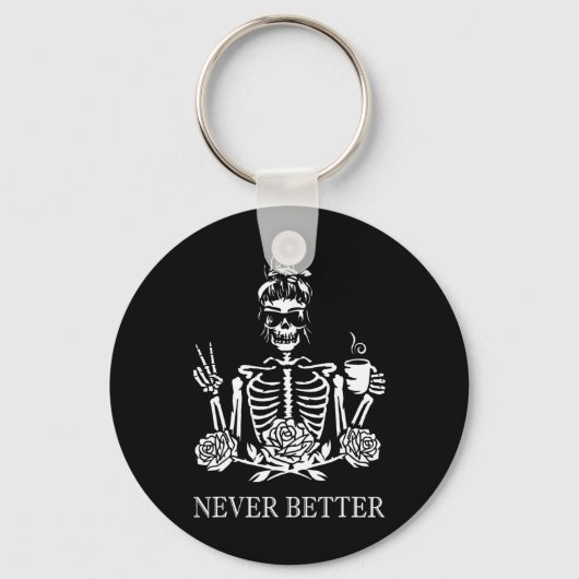 Porte-clés Halloween Skeleton Skull Femmes Boire Café Nev (Recto)