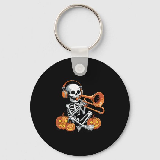 Porte-clés Halloween Skeleton Trombone Trombonist (Recto)