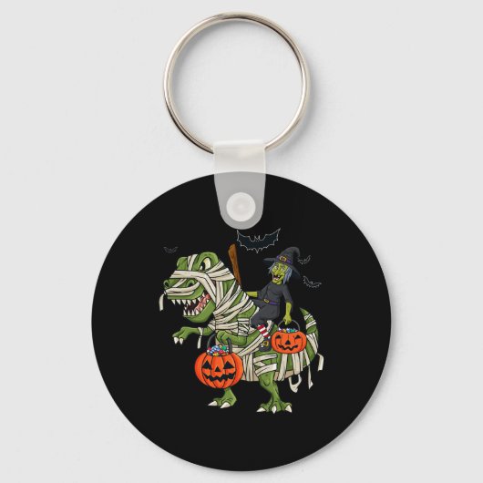 Porte-clés Halloween Sorcière équitation T Rex Fun Boys Fille (Recto)