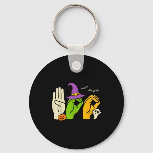 Porte-clés Halloween Sped Teacher Boo In Asl Boo Hands Sign L (Recto)