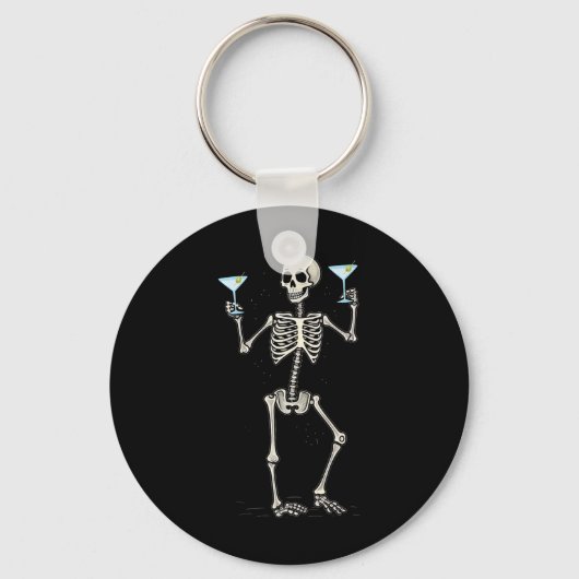 Porte-clés Halloween Squelette Boire Martini Tail (Recto)