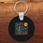 Porte-clés Halloween Squelette Starry Night Van Gogh Citrouil (Recto)