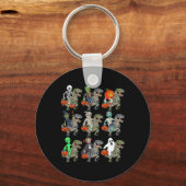 Porte-clés Halloween Squelette Zombie équitation maman T Rex  (Recto)