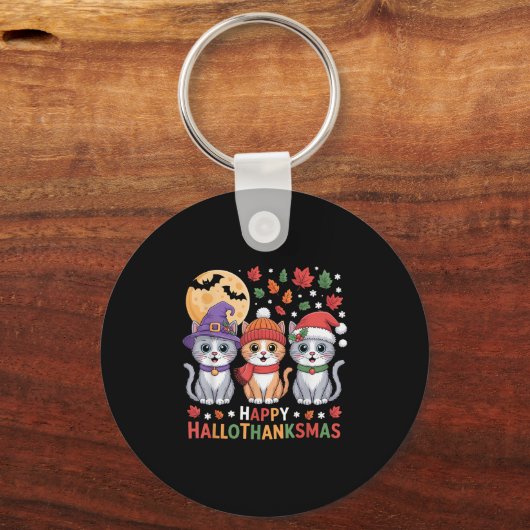 Porte-clés Halloween Thanksgiving Christmas Happy Hallothanks (Recto)