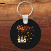 Porte-clés Halloween Trois Gnomes Casquette Leopard Citrouill (Recto)