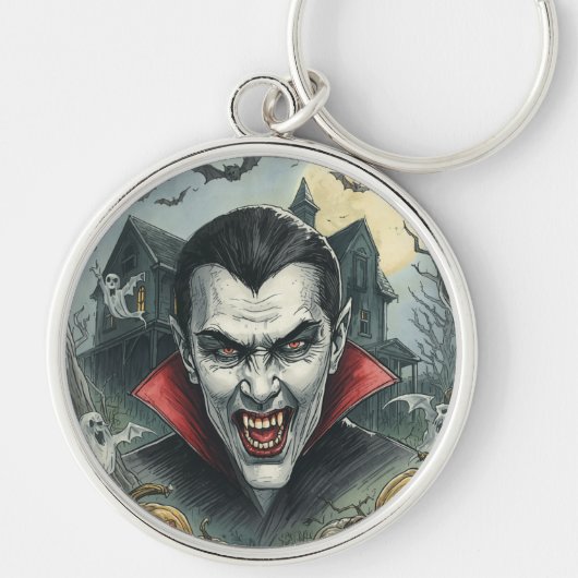 Porte-clés Halloween, Vampire assoiffé de sang, Effrayant (Devant)