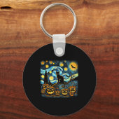 Porte-clés Halloween Van Gogh Starry Night Pumpkin Black Cat (Recto)