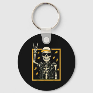 Porte-clés Halloween vintage Skeleton Rock à la main Skeleton