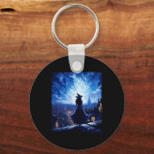 Porte-clés Halloween Witch Starry Night Van Gogh Aesthétique  (Recto)