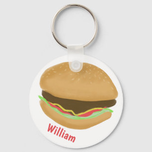 Porte-clés Hamburger Amateurs de plaisir Yummy nom personnali