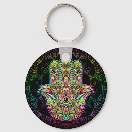 Porte-clés Hamsa Fatma Main Psychedelic Art (Recto)