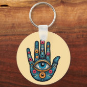 Porte-clés Hamsa Main avec illustration d'art visuel (Recto)