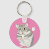 Porte-clés Hamster gris et blanc (Recto)