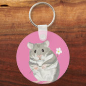 Porte-clés Hamster gris et blanc (Recto)