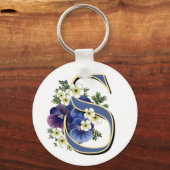 Porte-clés Handpainted Pansy Initial Monogram - S (Recto)