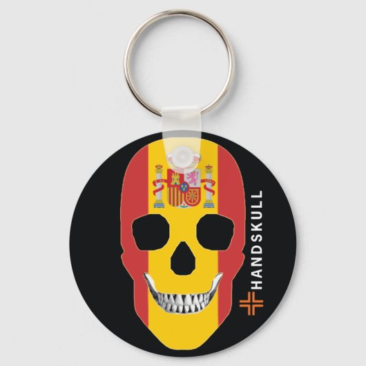 Porte-clés HANDSKULL Espagne, Happy crâne, drapeau d'Espagne (Recto)