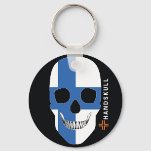 Porte-clés HANDSKULL Finlande, Happy skull, drapeau de Finlan