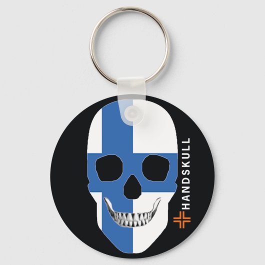 Porte-clés HANDSKULL Finlande, Happy skull, drapeau de Finlan (Recto)