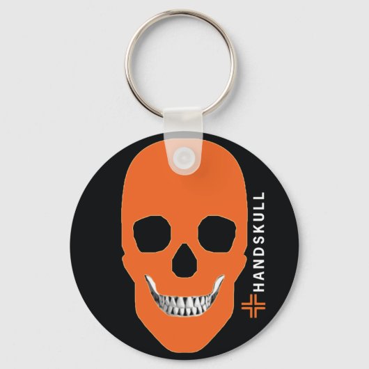Porte-clés HANDSKULL Orange, Happy skull, Drapeau orange (Recto)