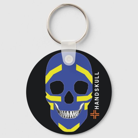 Porte-clés HANDSKULL Viking, Joyeux crâne, Drapeau viking (Recto)