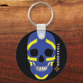 Porte-clés HANDSKULL Viking, Joyeux crâne, Drapeau viking (Recto)