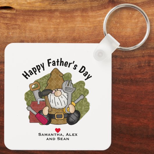 Porte-clés Handyman Garden Gnome customisé et personnalisé (Verso)