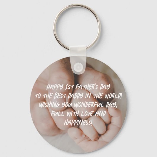 Porte-clés Happy 1ère fête des pères photo design (Recto)