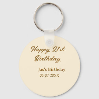 Porte-clés Happy 21st birthday brown pastel yellow name date
