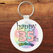 Porte-clés Happy 35th Birthday (rose) (Recto)