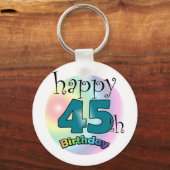 Porte-clés Happy 45th Birthday (bleu) (Recto)