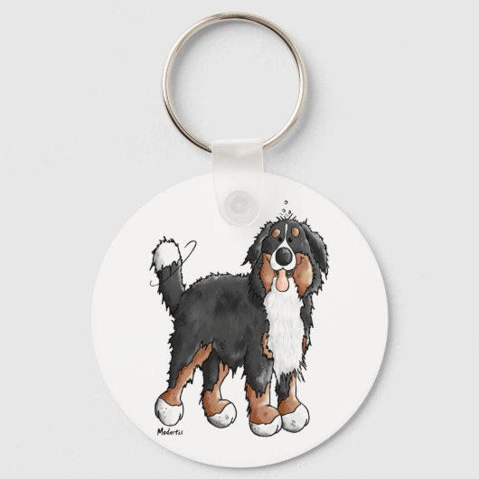 Porte-clés Happy Bernese Mountain Dog - Comic - Chiens - Cart (Recto)