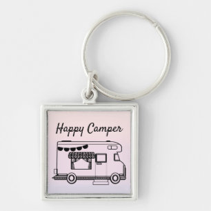 Porte-clés Happy camper caravan trailer park at twilight