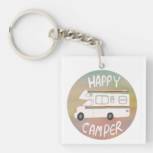 Porte-clés Happy Camper Rainbow RV Sunset Motorhome RV (Devant)