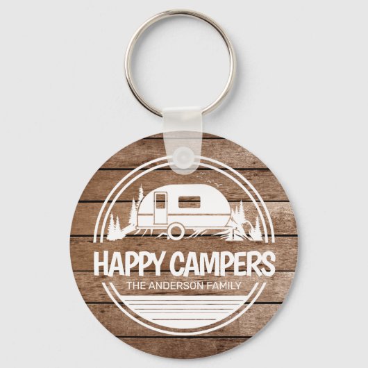 Porte-clés Happy Campers Rustic Wood Camping (Recto)