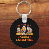 Porte-clés Happy Catsgiving Siamese Chat Automne Automne Vibe (Recto)