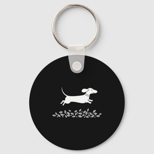 Porte-clés Happy Dachshund With Autumn Leaves For Pet Lovers (Recto)