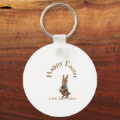 Porte-clés Happy Easter brown bunny with eggs love add name  (Recto)