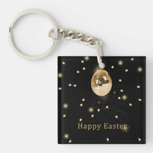 Porte-clés Happy Easter Gold Disco Ball