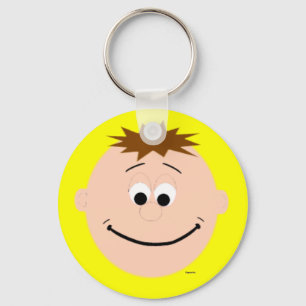 Porte-clés Happy Face Boy Spike Hair Brown