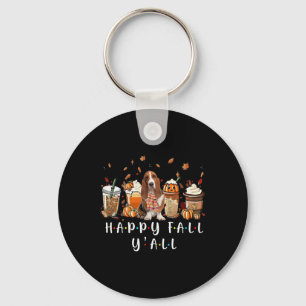 Porte-clés Happy Fall Y'all Bysset Hound Citrouille de café c