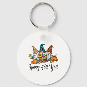 Porte-clés Happy Fall Yall Trois Gnomes Leopard Sunflower Gif