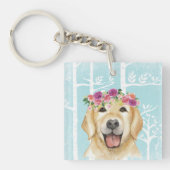 Porte-clés Happy Flower Animal dans Blue Forest-Dog-Retriever (Devant)