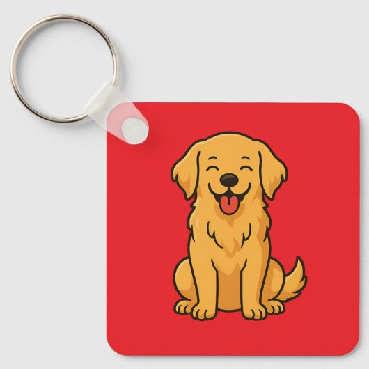 Porte-clés Happy Golden Retriever Dog – Cute Funny Pets (Recto)