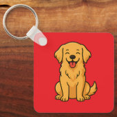 Porte-clés Happy Golden Retriever Dog – Cute Funny Pets (Recto)