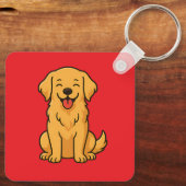 Porte-clés Happy Golden Retriever Dog – Cute Funny Pets (Verso)