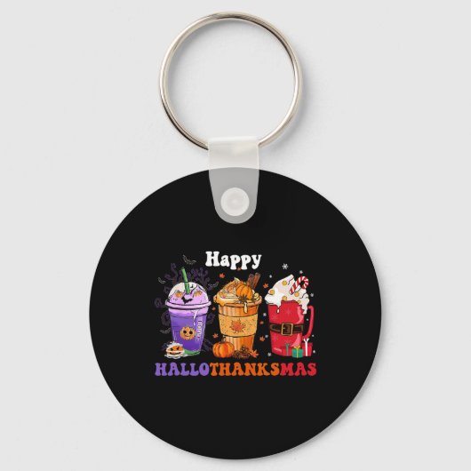 Porte-clés Happy Hallothanksmas Coffee Halloween Thanksgiving (Recto)