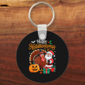 Porte-clés Happy Hallothanksmas Funny Halloween Thanksgiving  (Recto)